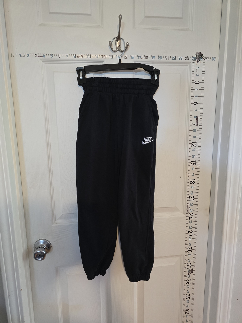 Nike Kids Black Jogger Sweatpants with White Swoosh